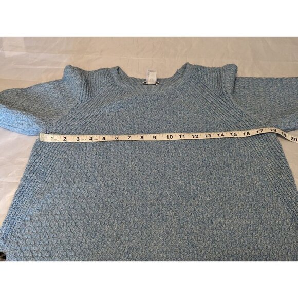 J Jill Cable Knit Sweater Women Small Petite Blue Button Hem Detail Pullover - Picture 12 of 16